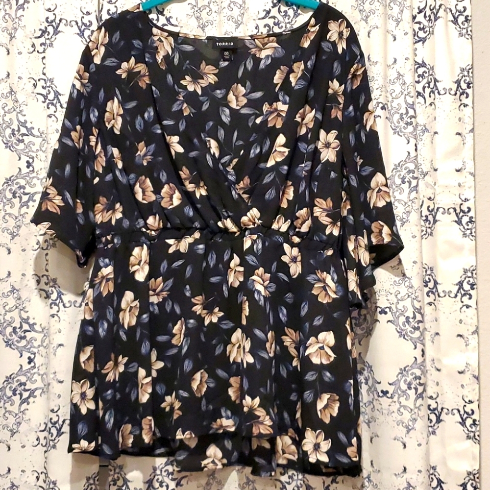 black flowered blouse